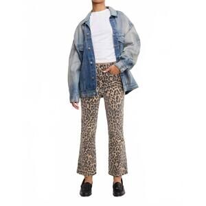 NEW GOOD AMERICAN good kick flare jeans in lucky leopard